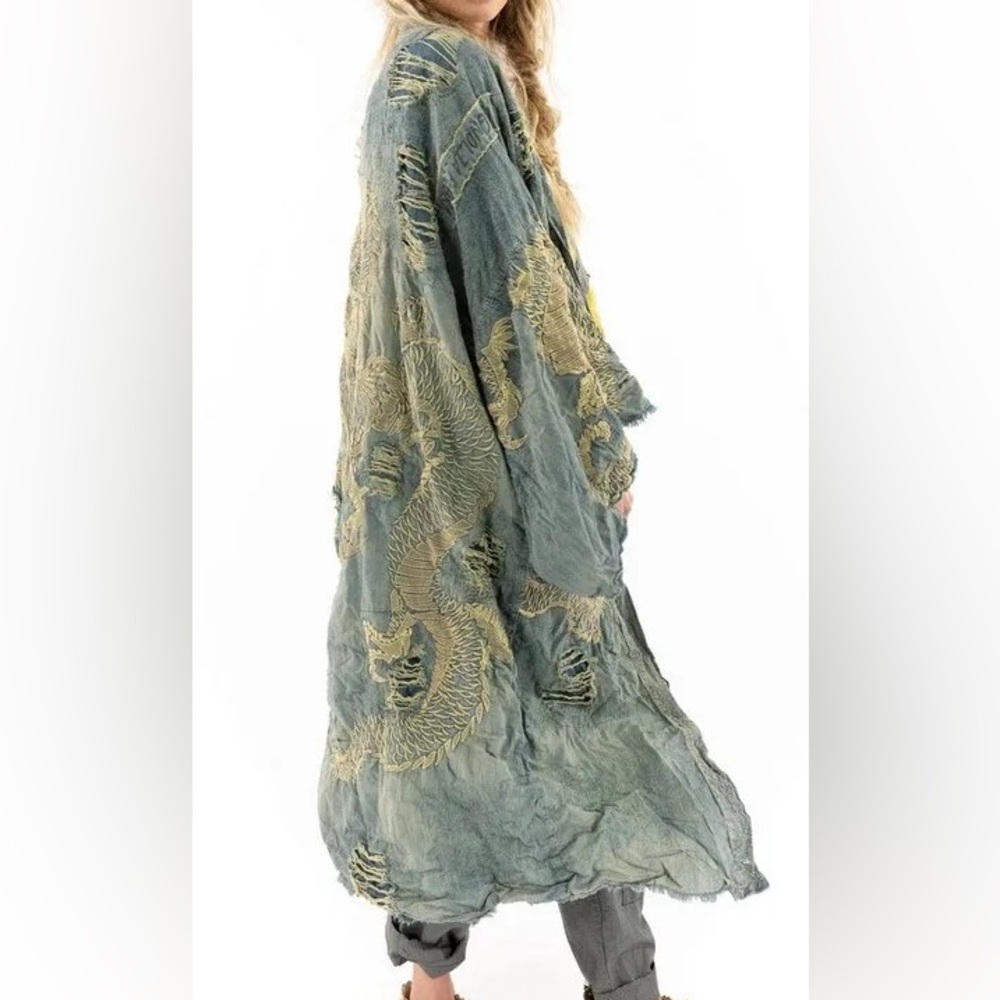 Magnolia Pearl Denim Dragon Daiji Kimono Jacket 517 Washed Indigo